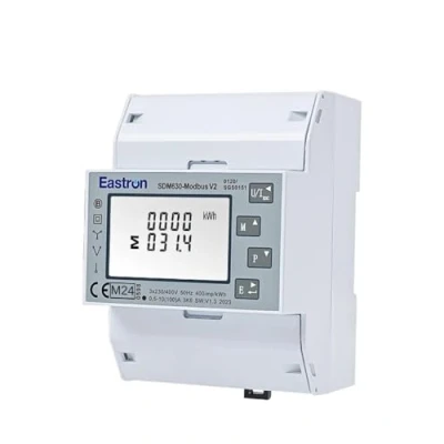 Abbildung von EASTRON SDM630 Modbus MID V2 Stromverbrauchsmesser 1/3 Phasen Stromzähler Hutschiene Strommessgerät Drehstromzähler RS485 RTU, 100A kWh, Impulszähler &amp; beleuchtetes LCD Display