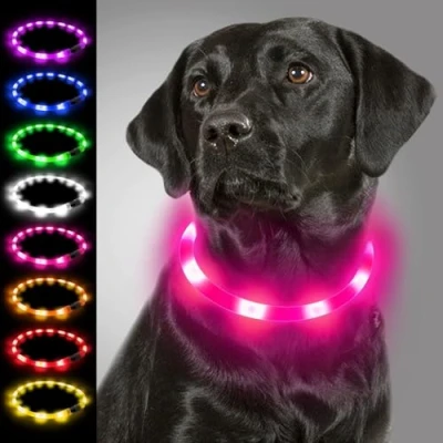 Abbildung von Joytale Leuchthalsband Hund USB Aufladbar Hundehalsband Leuchtend für Große Mittel Kleine Hunde und Welpe, Led Halsband mit 3 Modi Sicherheit, Rosa
