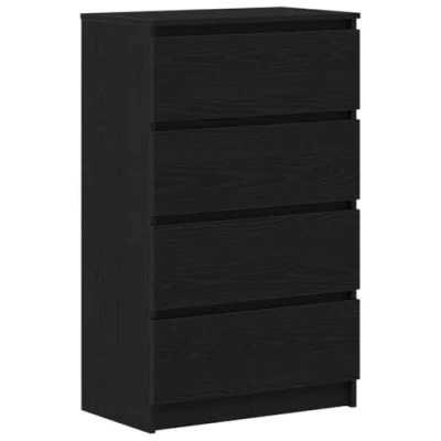 Abbildung von vidaXL Sideboard Schwarz Eichen Optik 60x35x98,5 cm Holzwerkstoff, Kommode, Anrichte, Küchenschrank, Schubladenkommode, Schrank, Flurschrank