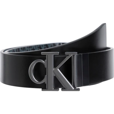 Abbildung von Calvin Klein Jeans Monogram Plaque Gürtel, Herren, Größe: 100, Black/matte gunmetal