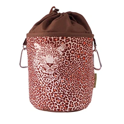 Abbildung von bellaCott Wäscheklammern Wäscheklammerbeutel aus Baumwolle, zwei Karabinerhaken Leopard braun