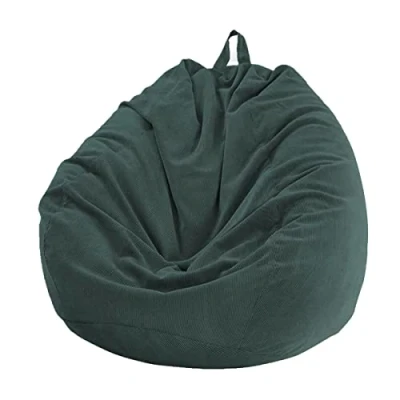 Abbildung von Chickwin Bezug für Sitzsack, Birne, Samt, gerippt, Birnensessel, ohne Füllung, drinnen und draußen, Entspannen, Liegestuhl, Wohnzimmer, Schlafzimmer, Kissen (dunkelgrün, 100 x 120 cm)