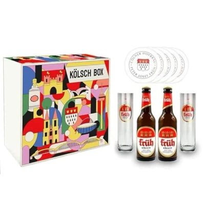 Abbildung von Früh Kölsch Set/Geschenkset 2x 330ml (4,8% Vol) + Gläser 10x Bierdeckel Inkl. Pfand MEHRWEG