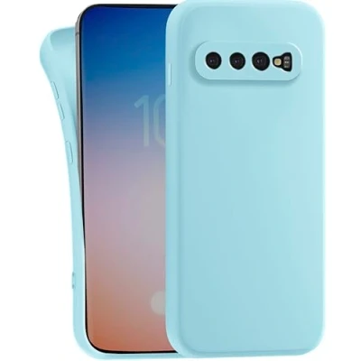 Abbildung von MyGadget Hülle kompatibel mit Samsung Galaxy S10 robuste Handyhülle TPU Case Slim Silikonhülle Back Cover Kratzfest Schutzhülle Matt Hellblau