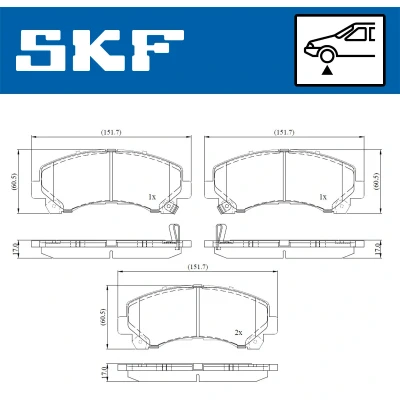 Abbildung von SKF VKBP 80233 A Bremsbelagsatz mit akustischer Verschleißwarnung ISUZU: D Max 1 Pickup, Pritsche / Fahrgestell