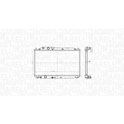 Abbildung von MAGNETI MARELLI 350213178700 Kühler, Motorkühlung 375 678 16 Kühlrippen gelötet HONDA: CIVIC 8 Hatchback, Stufenheck