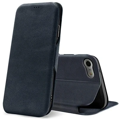 Abbildung von Verco Handyhülle für iPhone SE 2020 2022, 8 Hülle Bookstyle Premium Handy Flip Cover Apple 7/8 / 2 3 [4,7 Zoll] [integr. Magnet] Book Case PU Leder Tasche, Blau