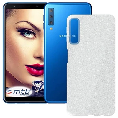 Abbildung von mtb more energy® TPU Hülle Shine für Samsung Galaxy A7 2018 (SM A750FN/DS, 6.0&#039;&#039;) Silber Glitzer Effekt flexibel Schutzhülle Case Cover Tasche