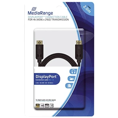 Abbildung von MediaRange DisplayPort™ Anschlusskabel, vergoldete Kontakte, 10 Gbit/s Datenübertragungsrate, 2.0m, schwarz
