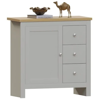 Abbildung von Vida Designs Schubladenboxen, MDF, Spanplatte und Melaminfurnier, Grau, 3 Schubladen 1 Tür