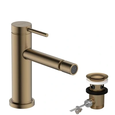 Abbildung von hansgrohe Tecturis S Bidetarmatur mit Zugstange, Bidetmischer Auslauf Höhe 100mm, Badarmatur, Brushed Bronze