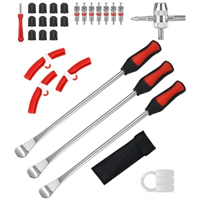 Abbildung von JOFLVA Reifenheber, 15 in Reifenmontierhebel, Montierhebel Motorrad, Reifen Montiereisen, Hebel Werkzeug Löffel,Kit Werkzeug,Rad Felge Protektoren Tool Kit,für Motorrad und Fahrrad