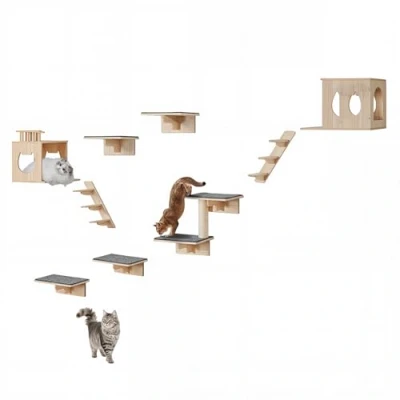 Abbildung von VEVOR Kletterwand Katzen Wandliege Katzenliege Katzenbett Katzenregal 9er Set