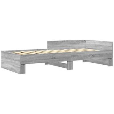 Abbildung von vidaXL Bettgestell, Bett Einzelbett für Schlafzimmer, Bettrahmen mit Lattenrost, Schlafzimmerbett Modernes Design, Grau Sonoma 100x200cm Holzwerkstoff