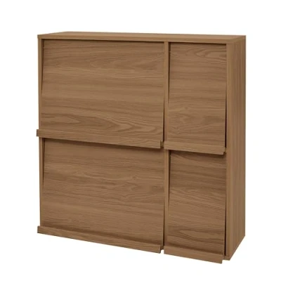 Abbildung von Iris Ohyama, Möbel, Regal, Bücherregal, mit 4 Klapptüren, Design, Vielseitig, Büro, Schlafzimmer, Wohnzimmer, Esszimmer Flap Rack FR F4 Aschbraun