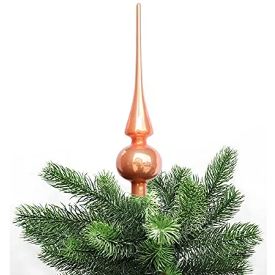 Abbildung von JACK Christbaumspitze Echt Glas 26 x 6 cm Matt Glanz Weihnachtsbaum Spitze Baumspitze Christbaumschmuck Deko, Farbe:Coral Pink