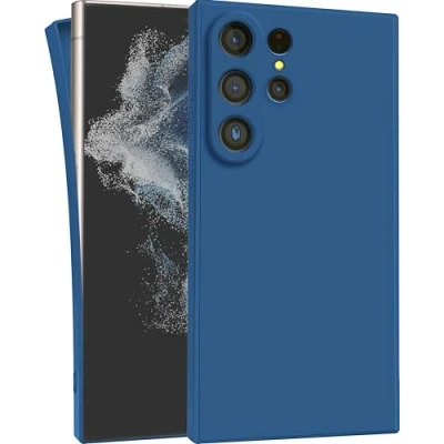 Abbildung von MyGadget Hülle kompatibel mit Samsung Galaxy S24 Ultra robuste Handyhülle TPU Case Slim Silikonhülle Back Cover Kratzfest Schutzhülle Matt Dunkelblau