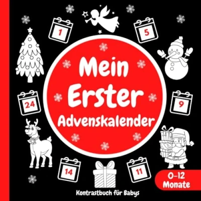 Abbildung von Mein erster Adventskalender Kontrastbuch für Babys 0 12 Monate: 25 Weihnachtsbilder zur Stimulierung der Sehkraft von Neugeborene Weihnachtlichen ... Baby Weihnachten Buch Kleinkinder