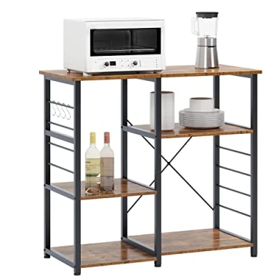 Abbildung von soges Bäckerregale Küchenregal Standregal Mikrowellenhalter Bäcker Regal Haushaltsregal mit 3 Ablagen,multifunktionale Küchenregallagerung Beistellwagen