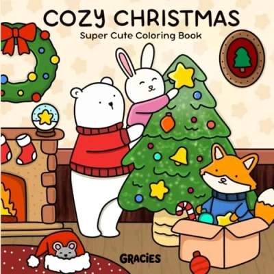 Abbildung von Cozy Christmas: Coloring Book for Adults &amp; Teens Featuring Cute Animals with Easy and Simple Designs Relaxation Stress Relief