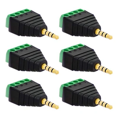 Abbildung von 6X Klinke Adapter Stecker 3,5mm &gt;Terminal Block 4 Pin Schraub Klemmen Kabel