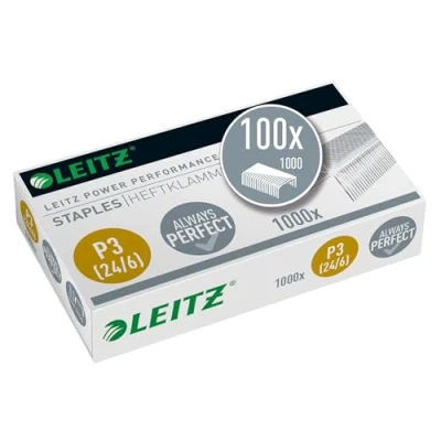Abbildung von Leitz Power Performance P3 24/6, 1000 Heftklammern, Stahl, Leitz, 50 g, 15 x 68 35 mm