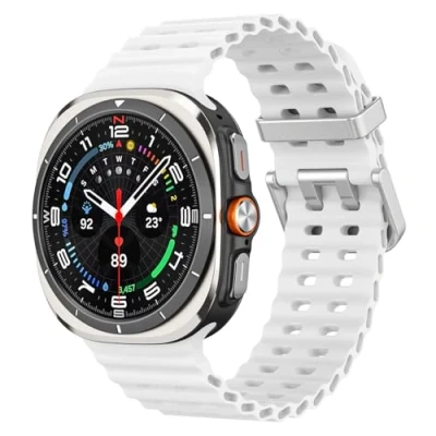 Abbildung von MoKo Sport Armband Kompatibel mit Samsung Galaxy Watch Ultra 47mm 2024 Herren Damen, Atmungsaktives Weiches Silikon Wasserdichtes Zubehör für Band, Weiß