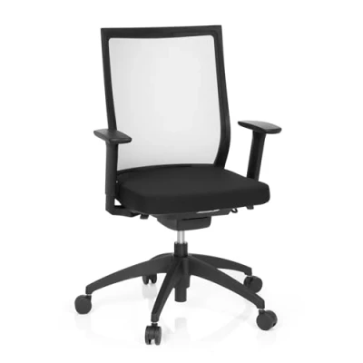 Abbildung von hjh OFFICE 657620 Profi Bürostuhl Aspen Stoff/Netz Schwarz Drehstuhl ergonomisch, selbstheilender Netzrücken, höhenverstellbar