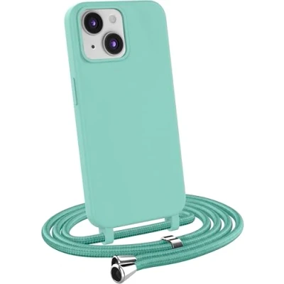 Abbildung von MyGadget Handykette für iPhone 13 Mini [ Hülle mit verstellbaren Band ] TPU Handyhülle Handyband zum Umhängen Kordel Schnur Case Schutzhülle Mint