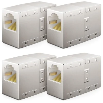 Abbildung von deleyCON 4x RJ45 Netzwerkkabel Kupplung Patchkabel Verbinder Modular Netzwerk Adapter
