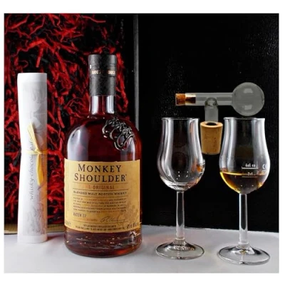 Abbildung von Geschenk Monkey Shoulder Blended Malt Whisky + Glaskugelportionierer 2 Bugatti Gläser