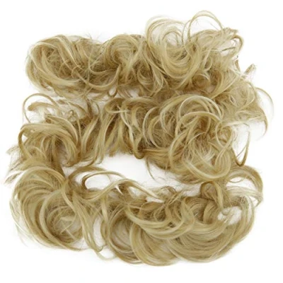 Abbildung von CAISHA XXL Haarteil Haargummi Hochsteckfrisuren Voluminös Gelockt Unordentlich Dutt Hellblond HW39