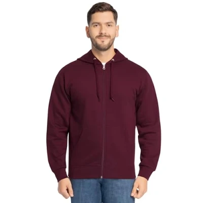 Abbildung von Fruit of the Loom Men&#039;s Eversoft Fleece Sweatshirts &amp; Hoodies, Full Zip Maroon, 3X Large
