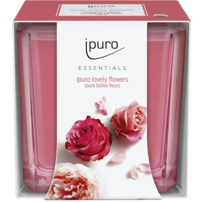 Abbildung von ipuro dekorative lovely flowers Duftkerze zarte &amp; frische Duftkerzen im Glas intensive mit frischen blumigen Noten stilvolle Kerze 125 g, Klar