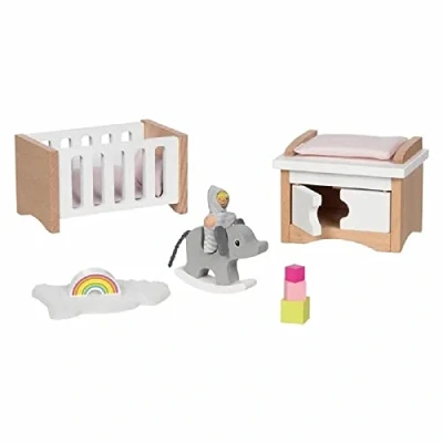 Abbildung von goki Puppenhausmöbel Puppenmöbel Style, Babyzimmer (packung, 12tlg), Spielspaß und Freude an der Puppenstube