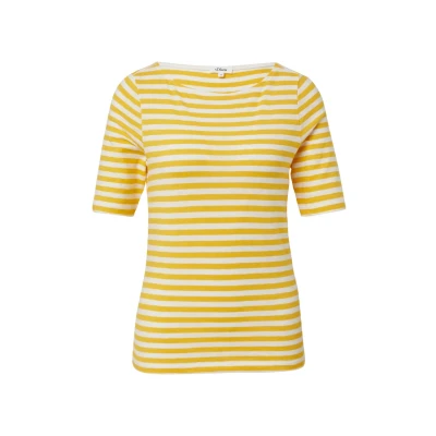 Abbildung von s.Oliver Gestreiftes MIT FLAM Struktur Tshirt print, Damen, Größe: 40, Zitrone