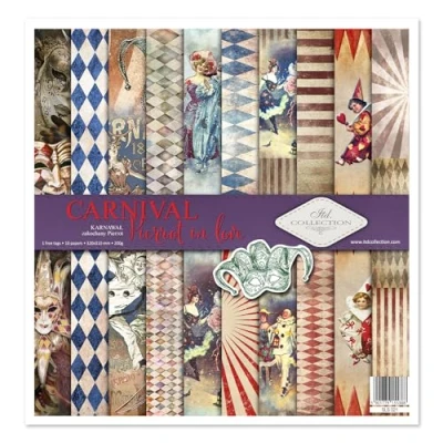 Abbildung von ITD Collection scrapbooking package 12 x inches, paper, decorative decoupage, card making, paper size 310 320 mm (Carnival Pierrot in love, SLS 021)