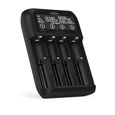 Abbildung von ANSMANN Universal Akku Ladegerät „Lithium 4“ für Li ion 18650 21700 26650 22650 18500 UVM. &amp; NiMH AA/AAA/Baby C Batterieladegerät Lithium Ionen Zellen und Akkus, USB Typ Eingang
