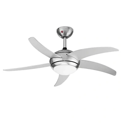Abbildung von Tristar VE 5815 Deckenventilator mit Licht (E14 Fassung) und Fernbedienung; 112 cm ø; 3 einstellbaren Leistungsstufen; 55 Watt Leistung; Silber