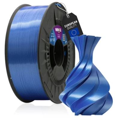 Abbildung von WINKLE PLA Silk Filament (Seide) Blau 3D Drucker 1,75 mm 300 g Blaues Weiche und seidige Oberfläche Maßgenauigkeit Spule