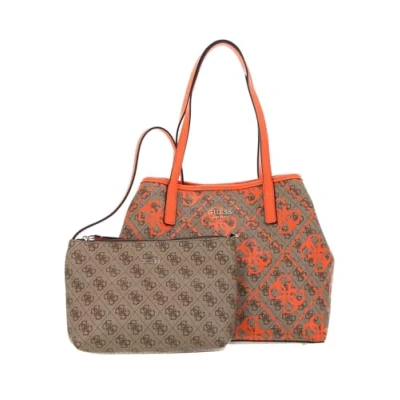 Abbildung von GUESS Women Vikky Large Tote Bag, Latte Logo/Orange
