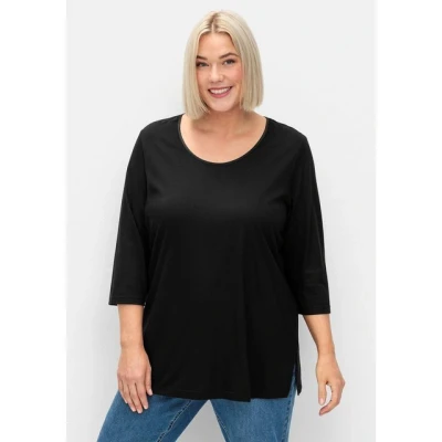 Abbildung von Sheego 3/4ARM Langarmshirt, Damen, Größe: 52/54, Schwarz