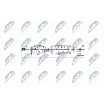 Abbildung von NTY NPW FR 054 Antriebswelle Vorderachse 960 FORD: Transit Connect Mk1 Kastenwagen, Tourneo