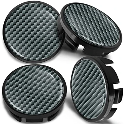 Abbildung von SkinoEu 4 x 65mm Nabendeckel Felgendeckel Radnabenabdeckung Nabenkappen Felgenkappen Radkappen Alufelgen Kompatibel mit VW 3B7 601 171 / 6U7 Carbon Schwarz CV 12