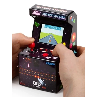 Abbildung von Mini arcademachine, 240 ingebouwde Games, 8 bit Retro arcadegames, 2,5 inch kleurenscherm, Weg Joystick, 2 knoppen, volumeregeling, Perfect Cadeau ThumbsUp!