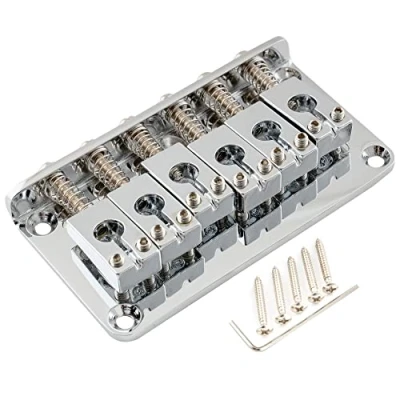Abbildung von Musiclily Pro 52,5mm ST Hardtail Steg Fester Bridge PRS Style Saitenreiter Non Tremolo Brücke für Strat Tele E Gitarre, Chrom