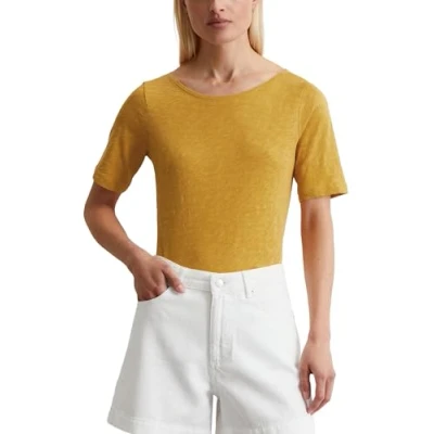 Abbildung von Marc O&#039;Polo Short SLEEVE, BOAT NECK Tshirt basic, Damen, Größe: Large, Golden yellow