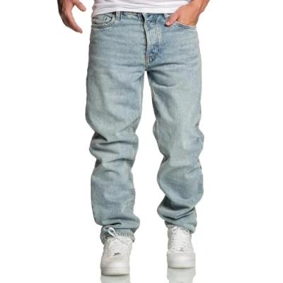 Abbildung von REPUBLIX Herren Loose Fit 90s Denim Jeans Hose Straight Baggy R7025 Hellblau W36/L30