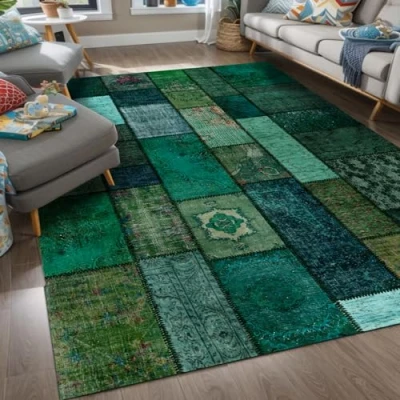 Abbildung von Bamyum Teppich Trunk mit Chenille Druck, Waschbarer, Antibakteriell