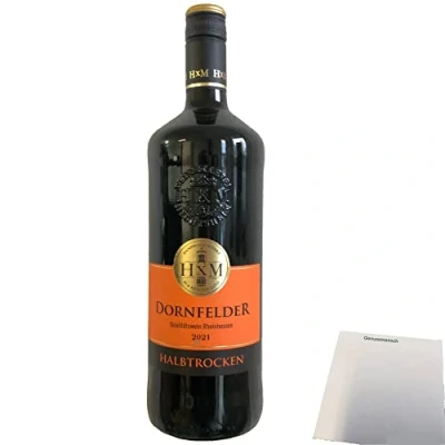 Abbildung von HXM Dornfelder halbtrocken Rheinhessen DQW Rotwein 11%Vol. 1er Pack (1x1 Liter Flasche) + usy Block